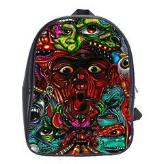 Abstract Psychedelic Face Nightmare Eyes Font Horror Fantasy Artwork School Bags (xl)  by Nexatart