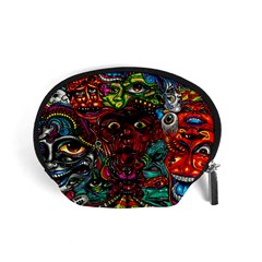 Abstract Psychedelic Face Nightmare Eyes Font Horror Fantasy Artwork Accessory Pouches (small)  by Nexatart