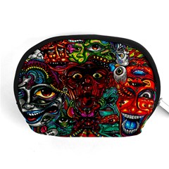 Abstract Psychedelic Face Nightmare Eyes Font Horror Fantasy Artwork Accessory Pouches (medium)  by Nexatart