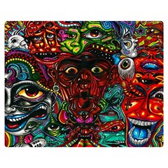 Abstract Psychedelic Face Nightmare Eyes Font Horror Fantasy Artwork Double Sided Flano Blanket (medium)  by Nexatart