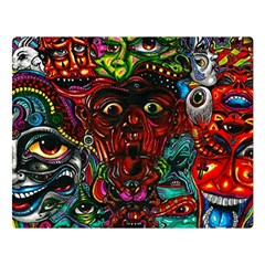 Abstract Psychedelic Face Nightmare Eyes Font Horror Fantasy Artwork Double Sided Flano Blanket (large)  by Nexatart