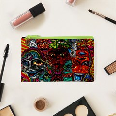 Abstract Psychedelic Face Nightmare Eyes Font Horror Fantasy Artwork Cosmetic Bag (xs) by Nexatart