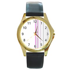 Lines Round Gold Metal Watch by ValentinaDesign