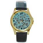 Abstract Aquatic Dream Round Gold Metal Watch Front