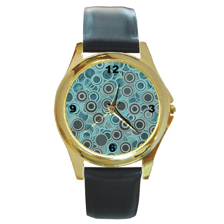 Abstract Aquatic Dream Round Gold Metal Watch