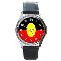 Flag Of Australian Aborigines Round Metal Watch by Nexatart