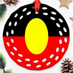 Flag Of Australian Aborigines Round Filigree Ornament (two Sides) by Nexatart