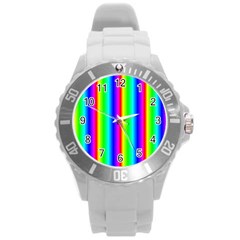 Rainbow Gradient Round Plastic Sport Watch (l) by Nexatart