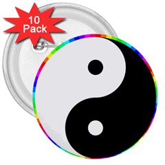 Rainbow Around Yinyang 3  Buttons (10 Pack)  by Nexatart