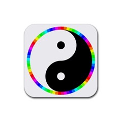 Rainbow Around Yinyang Rubber Coaster (Square) 