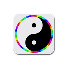 Rainbow Around Yinyang Rubber Square Coaster (4 pack) 