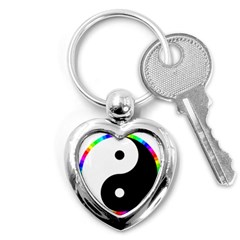 Rainbow Around Yinyang Key Chains (Heart) 