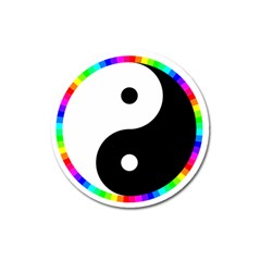 Rainbow Around Yinyang Magnet 3  (round) by Nexatart