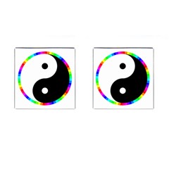 Rainbow Around Yinyang Cufflinks (Square)