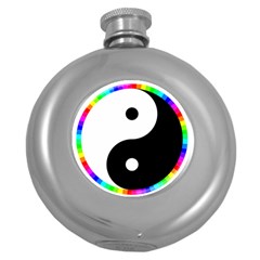 Rainbow Around Yinyang Round Hip Flask (5 oz)