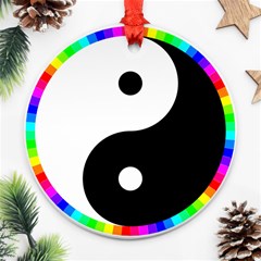 Rainbow Around Yinyang Round Ornament (Two Sides)