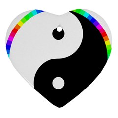 Rainbow Around Yinyang Heart Ornament (two Sides) by Nexatart