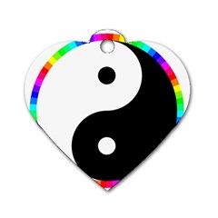 Rainbow Around Yinyang Dog Tag Heart (One Side)