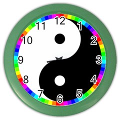 Rainbow Around Yinyang Color Wall Clocks by Nexatart