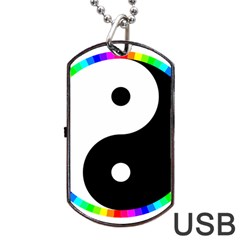 Rainbow Around Yinyang Dog Tag Usb Flash (one Side) by Nexatart