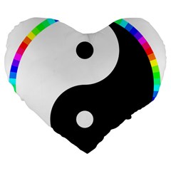 Rainbow Around Yinyang Large 19  Premium Heart Shape Cushions