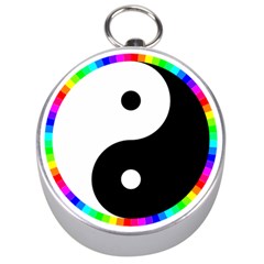 Rainbow Around Yinyang Silver Compasses by Nexatart