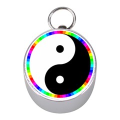 Rainbow Around Yinyang Mini Silver Compasses