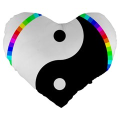 Rainbow Around Yinyang Large 19  Premium Flano Heart Shape Cushions