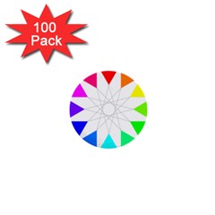 Rainbow Dodecagon And Black Dodecagram 1  Mini Buttons (100 Pack)  by Nexatart