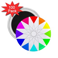 Rainbow Dodecagon And Black Dodecagram 2 25  Magnets (100 Pack)  by Nexatart