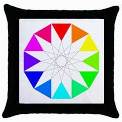 Rainbow Dodecagon And Black Dodecagram Throw Pillow Case (black) by Nexatart