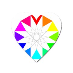 Rainbow Dodecagon And Black Dodecagram Heart Magnet by Nexatart