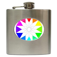 Rainbow Dodecagon And Black Dodecagram Hip Flask (6 Oz) by Nexatart