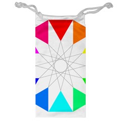 Rainbow Dodecagon And Black Dodecagram Jewelry Bag by Nexatart