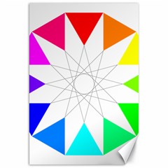 Rainbow Dodecagon And Black Dodecagram Canvas 20  X 30   by Nexatart