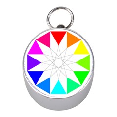 Rainbow Dodecagon And Black Dodecagram Mini Silver Compasses by Nexatart