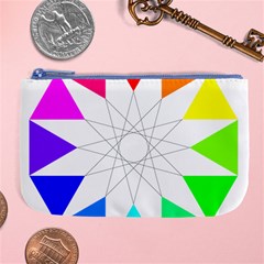 Rainbow Dodecagon And Black Dodecagram Large Coin Purse by Nexatart