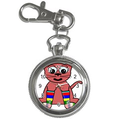 Cartoon Cat In Rainbow Socks Key Chain Watches by Nexatart