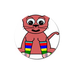 Cartoon Cat In Rainbow Socks Magnet 3  (round) by Nexatart