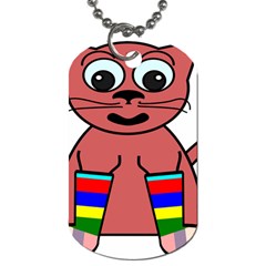 Cartoon Cat In Rainbow Socks Dog Tag (one Side) by Nexatart