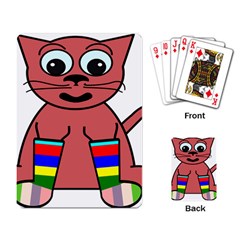 Cartoon Cat In Rainbow Socks Playing Card by Nexatart