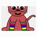 Cartoon Cat In Rainbow Socks Large Glasses Cloth Front