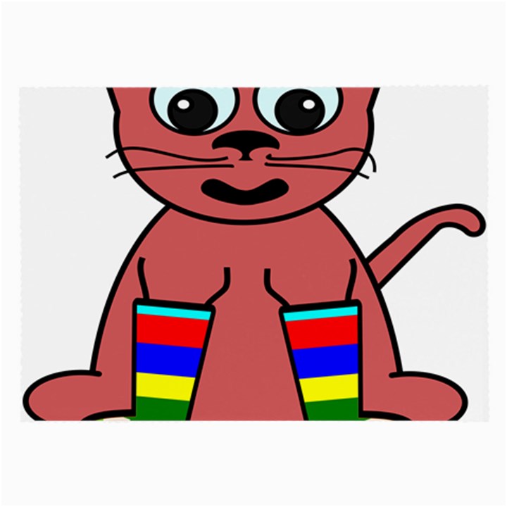 Cartoon Cat In Rainbow Socks Large Glasses Cloth