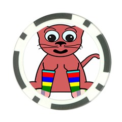 Cartoon Cat In Rainbow Socks Poker Chip Card Guard by Nexatart