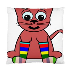 Cartoon Cat In Rainbow Socks Standard Cushion Case (one Side) by Nexatart