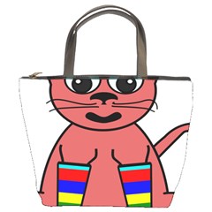 Cartoon Cat In Rainbow Socks Bucket Bags by Nexatart