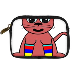 Cartoon Cat In Rainbow Socks Digital Camera Cases by Nexatart