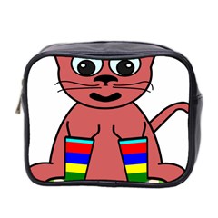 Cartoon Cat In Rainbow Socks Mini Toiletries Bag 2-side by Nexatart