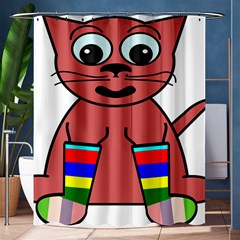 Cartoon Cat In Rainbow Socks Shower Curtain 60  X 72  (medium)  by Nexatart