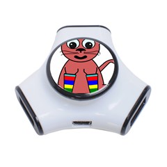 Cartoon Cat In Rainbow Socks 3-port Usb Hub by Nexatart